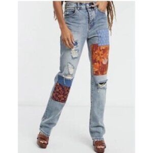 Free People Patchwork Embroidered Flare Jeans Women’s Size 29 Boho Festival